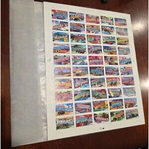50 Stamps 2001 Greetings From America Full Pane of 37¢ All 50 States Unhinged